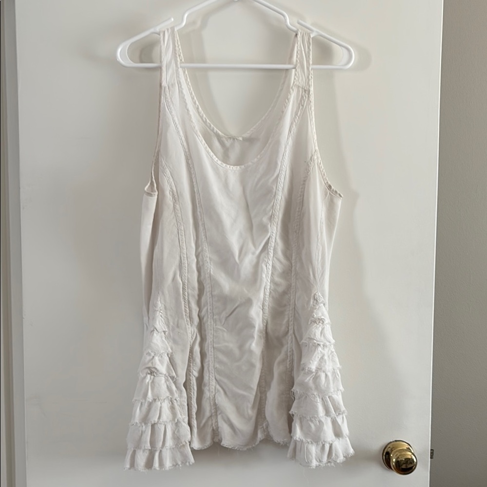 Free People Intimately White Sleeveless Top with Ruffle Details